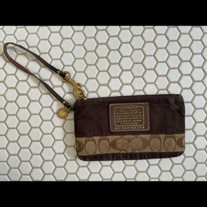 Coach brown wristlet